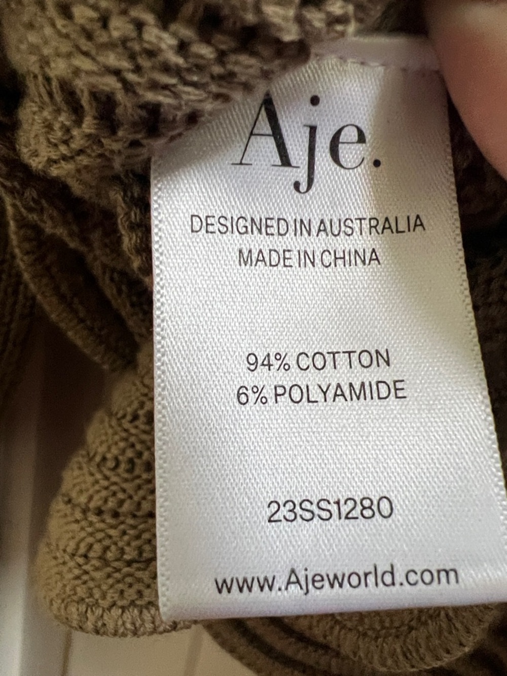 NWT Aje Women's Brown Crew Neck Sweater cotton blend small cropped - Picture 4 of 6